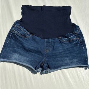 Haute Mama High-Waisted Denim Maternity Shorts